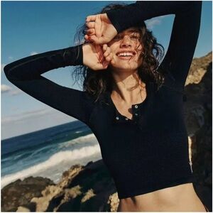 FP Movement by Free People Black Bail Out Long Sleeve Layer Top